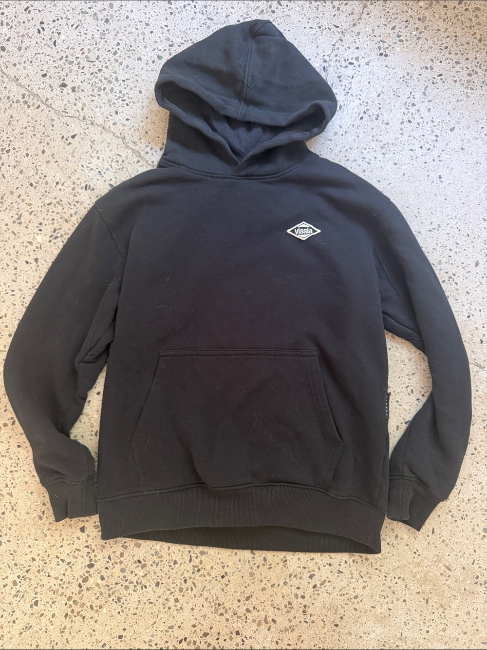 VISSLA Black Hooded Pullover with Small Chest Logo